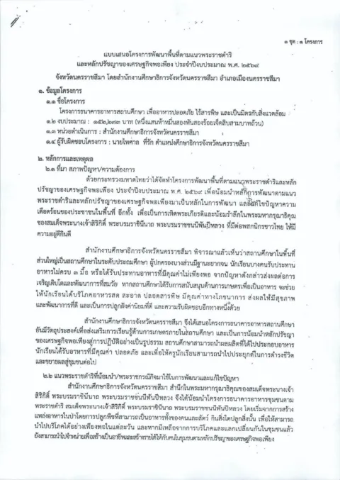 หน้าแรกของแบบเสนอโครงการพัฒนาพื้นที่ตามแนวพระราชดำริและหลักปรัชญาของเศรษฐกิจพอเพียง ประจำปีงบประมาณ พ.ศ. 2569 จังหวัดนครราชสีมา โดย สำนักงานศึกษาธิการจังหวัดนครราชสีมา