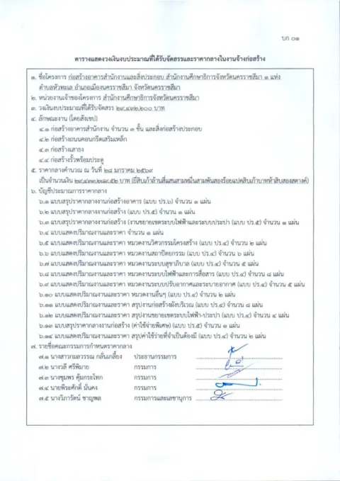 หน้าแรกของประกาศราคากลางจ้างก่อสร้างอาคารสำนักงานและสิ่งก่อสร้างประกอบ สำนักงานศึกษาธิการจังหวัดนครราชสีมา ตำบลหัวทะเล อำเภอเมืองนครราชสีมา จังหวัดนครราชสีมา จำนวน 1 แห่ง ด้วยวิธีประกวดราคาอิเล็กทรอนิกส์ (e-bid